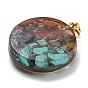 Драгоценный камень подвески, плоские круглые/многоугольные подвески с позолоченной пластинкой из сплава