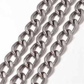 Aluminium Twisted Curb Chains, Diamond Cut Chains, Unwelded, Faceted, 10x6.5x1.8mm