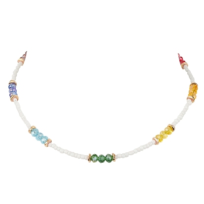 Colliers de perles de verre, placage ionique (ip) 304 bijoux en acier inoxydable