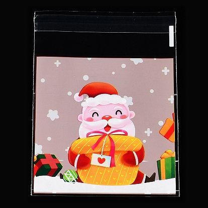 Bolsa de plástico para hornear con tema navideño, con autoadhesivo, para chocolate, caramelo, galletas, plaza