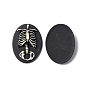 Halloween Cameos Opaque Resin Cabochons, Oval with Brain/Heart/Skeleton/Tooth/Eye/Skull/Anchor& Helm Pattern