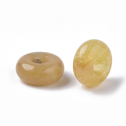 Perles de topaze naturelle jade européenne, Perles avec un grand trou   , rondelle