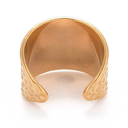 Chapado de iones (ip) 304 anillo de puño abierto de acero inoxidable, anillo texturizado de banda ancha para mujer