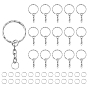 50 porte-clés fendus en fer, avec 50 anneaux de saut ouverts en fer
