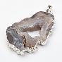 Натуральный Geode Агат подвески, с латунной фурнитурой , самородки