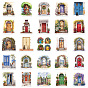 50 шт. цветочные двери ПВХ водонепроницаемые самоклеящиеся наклейки, мультфильм наклейки, для праздничных декоративных подарков