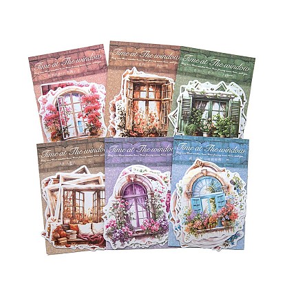 10 шт. 5 стили бумажные цветочные оконные декоративные наклейки, для diy scrapbooking, дневник путешествий