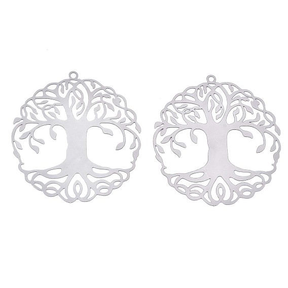 201 pendentifs en filigrane en acier inoxydable, embellissements en métal gravé, arbre de la vie