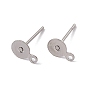 304 Stainless Steel Stud Earring Findings, with Loop, 12x7mm, Pin: 0.7mm, Hole: 1mm
