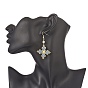 Серьги с подвесками в виде креста из стеклянных бусин и круглой жемчужиной, украшения из латуни для женщин
