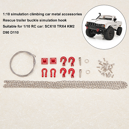AHANDMAKER Toy Car Accessories Kits, Including Iron and Steel Trailer Chain Set, Iron with Alloy Health Gear RC Car Tow Hook Set