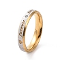 Crystal Rhinestone Word Forever Love Finger Rring, Two Tone 201 Stainless Steel Jewelry for Women