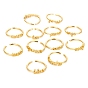 12 piezas 12 anillos de puño de latón de estilo, anillos abiertos, palabra de constelación