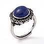 Цветочные регулируемые кольца с натуральными драгоценными камнями, антикварные серебряные латунные кольца на палец для женщин