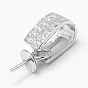 925 Sterling Silver Pendant Bails, with Cubic Zirconia, for Half Drilled Beads