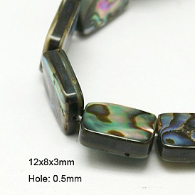Brins de perles en coquille d'ormeau naturel / coquille de paua, rectangle, Trou: 0.5mm