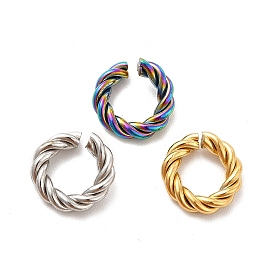 304 Stainless Steel Open Jump Rings, Twist Round Ring