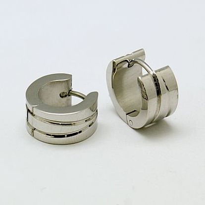 Fashion 304 Stainless Steel Huggie Hoop Earrings, Hypoallergenic Earrings, 12~12.5x13~13.5x4~9mm, Pin: 0.8mm