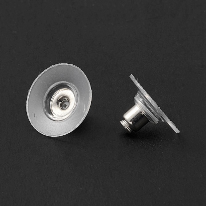 Brass Bullet Clutch Earring Backs, with Plastic Pads, Ear Nuts, Nickel Free, 12x7mm