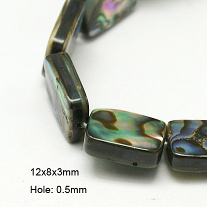 Natural Abalone Shell/Paua Shell Beads Strands, Rectangle, Hole: 0.5mm