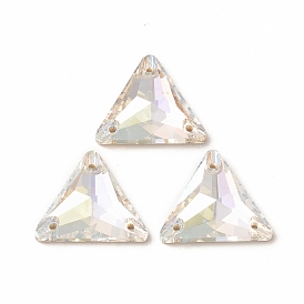 Forma de triángulo coser en pedrería, k 5 strass de cristal, multi-hilo de enlace, espalda plana plateada, decoración artesanal de costura