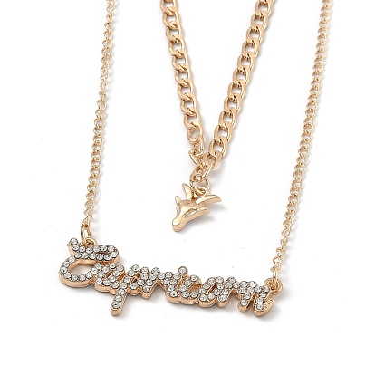 Colliers en alliage double couche, colliers pendants, avec verre strass, 12 constellation / signe du zodiaque, or