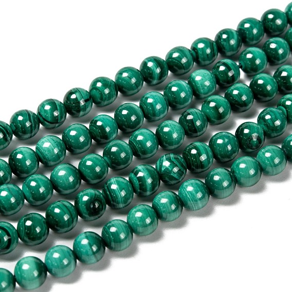 Malachite naturelles brins de perles, ronde