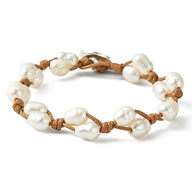 Bracelets de perles tressées en perles naturelles avec cordons en polyester ciré