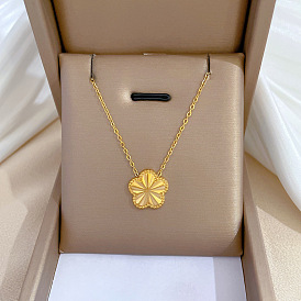 Minimalist Gold Necklace for Women, Lock Collar Chain with 3D Flower Pendant