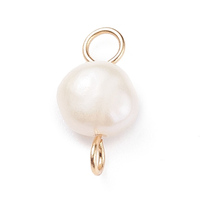 Colgantes de conector de perlas de agua dulce cultivadas naturales, con tono dorado 304 trabillas de acero inoxidable, pepitas
