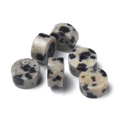 Natural Dalmatian Jasper Beads Strands, Heishi Beads, Flat Round/Disc