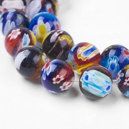 Brins de perles en verre de millefiori faites à la main, formes mixtes