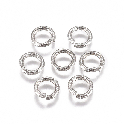 304 Stainless Steel Textured Jump Rings, Open Jump Rings, Round Ring