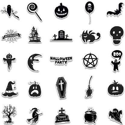 Halloween Themed PVC Waterproof Sticker Labels, Self-adhesion, for Suitcase, Skateboard, Refrigerator, Helmet, Mobile Phone Shell