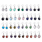 Gemstone Dolphin Dangle Earrings with Crystal Rhinestone, Platinum Brass Jewelry for Women