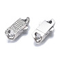 304 Stainless Steel Box Clasps, with Crystal Rhinestone, Oval