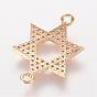 Brass Micro Pave Cubic Zirconia Links, for Jewish, Star of David