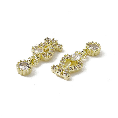 Dijes de uñas de circonita cúbica transparente con pavé de latón, accesorios de decoración de uñas colgantes, con diamantes de imitación de cristal, flor
