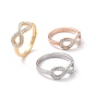 Crystal Rhinestone Infinity Finger Ring, 304 Stainless Steel Jewelry for Women