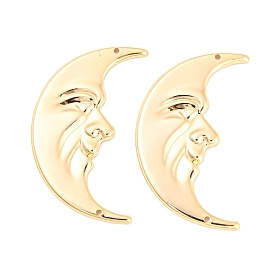 Brass Connector Charms, Crescent Moon Face Links