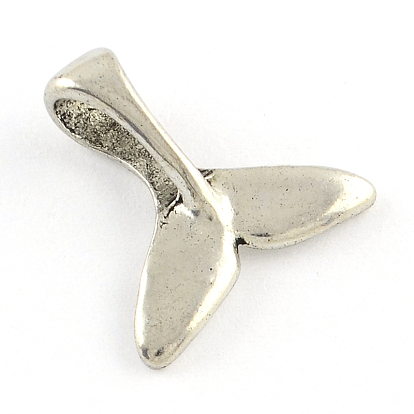 Tibetan Style Alloy Charms, Whale Tail Shape, Cadmium Free & Lead Free, 16x16x1.5mm, Hole: 3x8mm, about 1250pcs/1000g