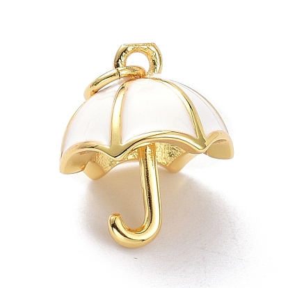 Encantos reales de latón chapado en oro de 18 k, con esmalte y anillos de salto, larga duración plateado, paraguas
