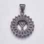 Long-Lasting Plated & Rack Plating Brass Micro Pave Cubic Zirconia Letter Pendants, Flat Round