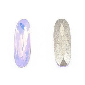 K9 Glass Rhinestone Cabochons, Pointed Back & Back Plated, Faceted, Oval