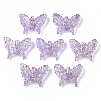 Transparent Acrylic Beads, AB Color Plated, Butterfly