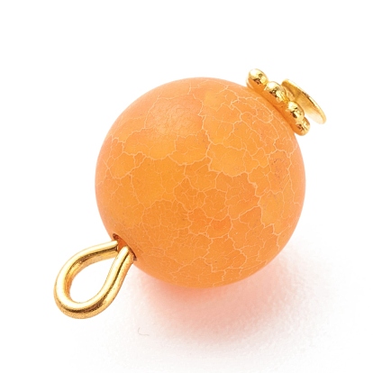 Natural Weathered Agate Pendants, with Golden Tone Alloy & Iron Findings, Round Charm, Dyed