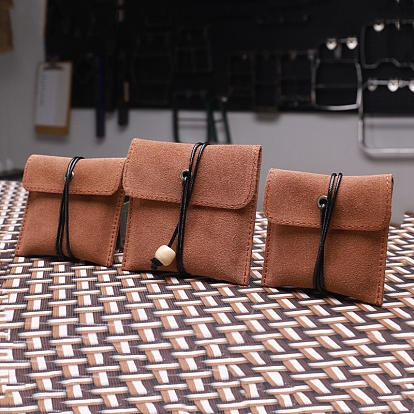 Mini bolsas de joyería de cuero portátiles, joyero cuadrado para pendientes, Anillos, almacenamiento de pulseras