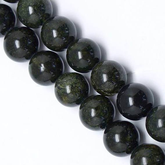 Круглые бусины драгоценного камня, натуральный серпантин / зеленый кружевной камень