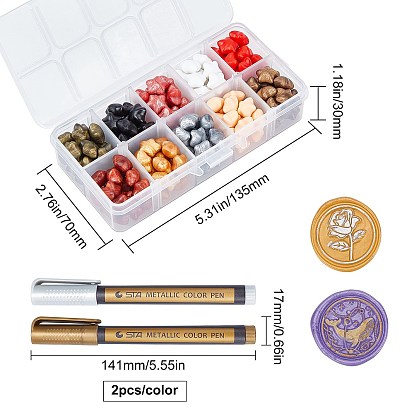 CRASPIRE Sealing Wax Particles, with Metallic Markers Paints Pens, for Wax Seal Stamp