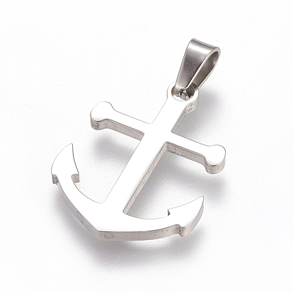 Trendy Necklace Findings Anchor 304 Stainless Steel Pendants, 27x20x2mm, Hole: 6x4mm